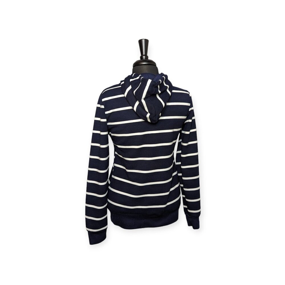 Blue & White Striped Long Sleeve Pullover Hoodie Size Small - Picture 7 of 13